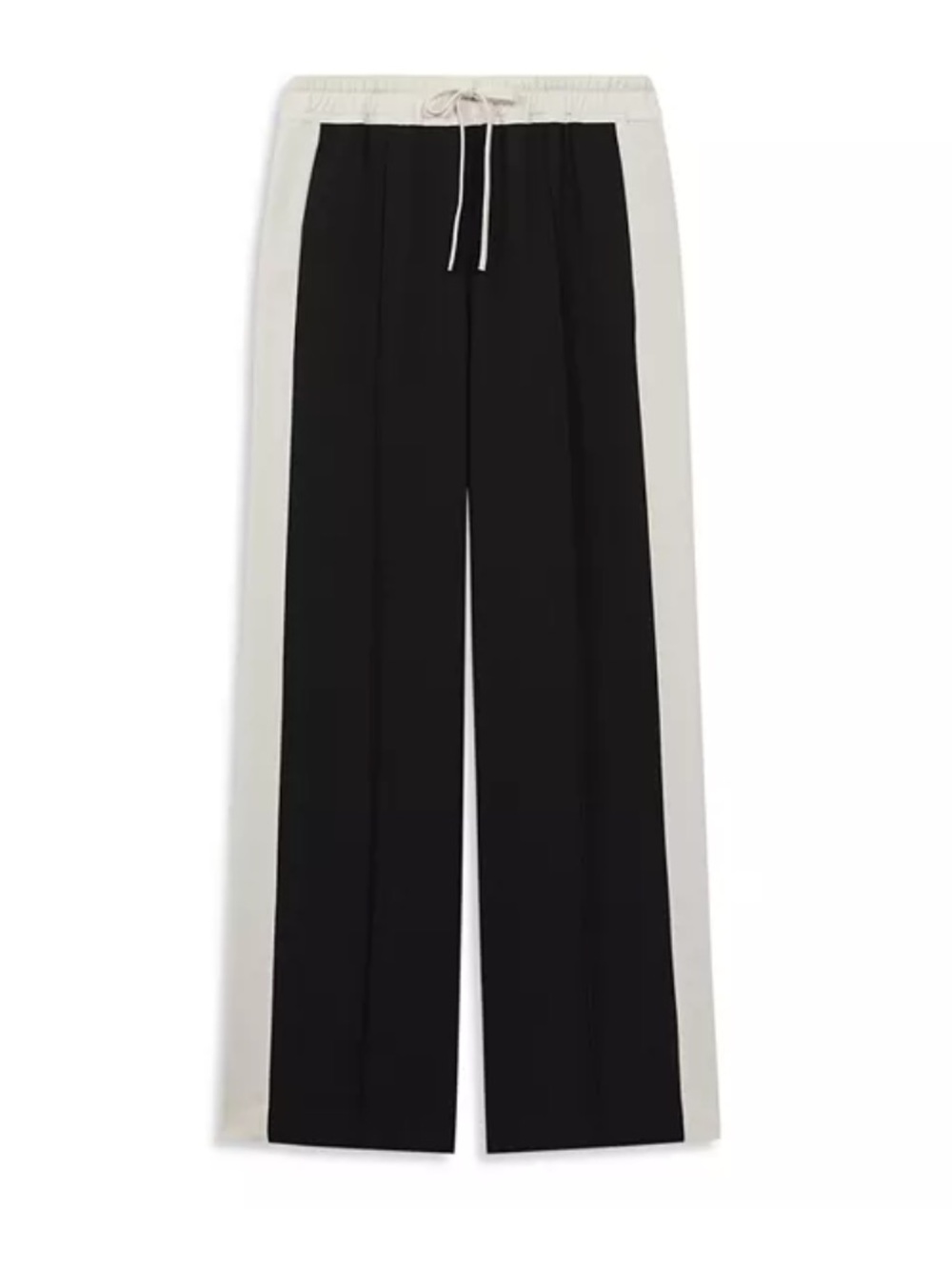 Reiss May Wide-Leg Drawstring Pants in Black and off white/cream